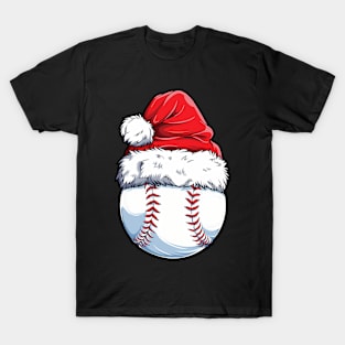 Christmas Baseball Ball Santa Hat T-Shirt